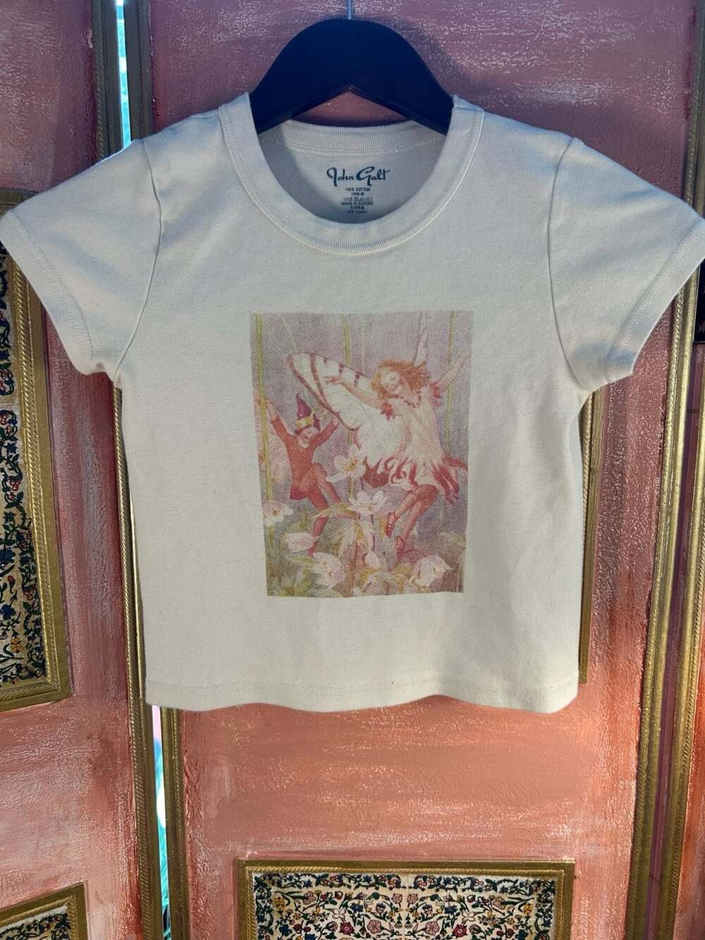 John Galt Flower Fairy Graphic Baby Tee Cream Cotton xs